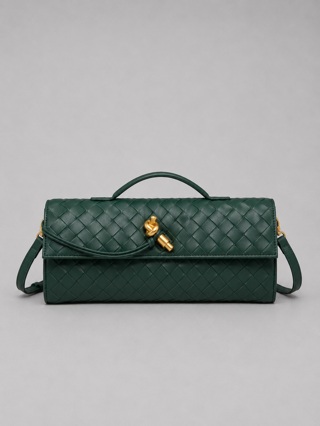Woven Leather Look Clutch Bag