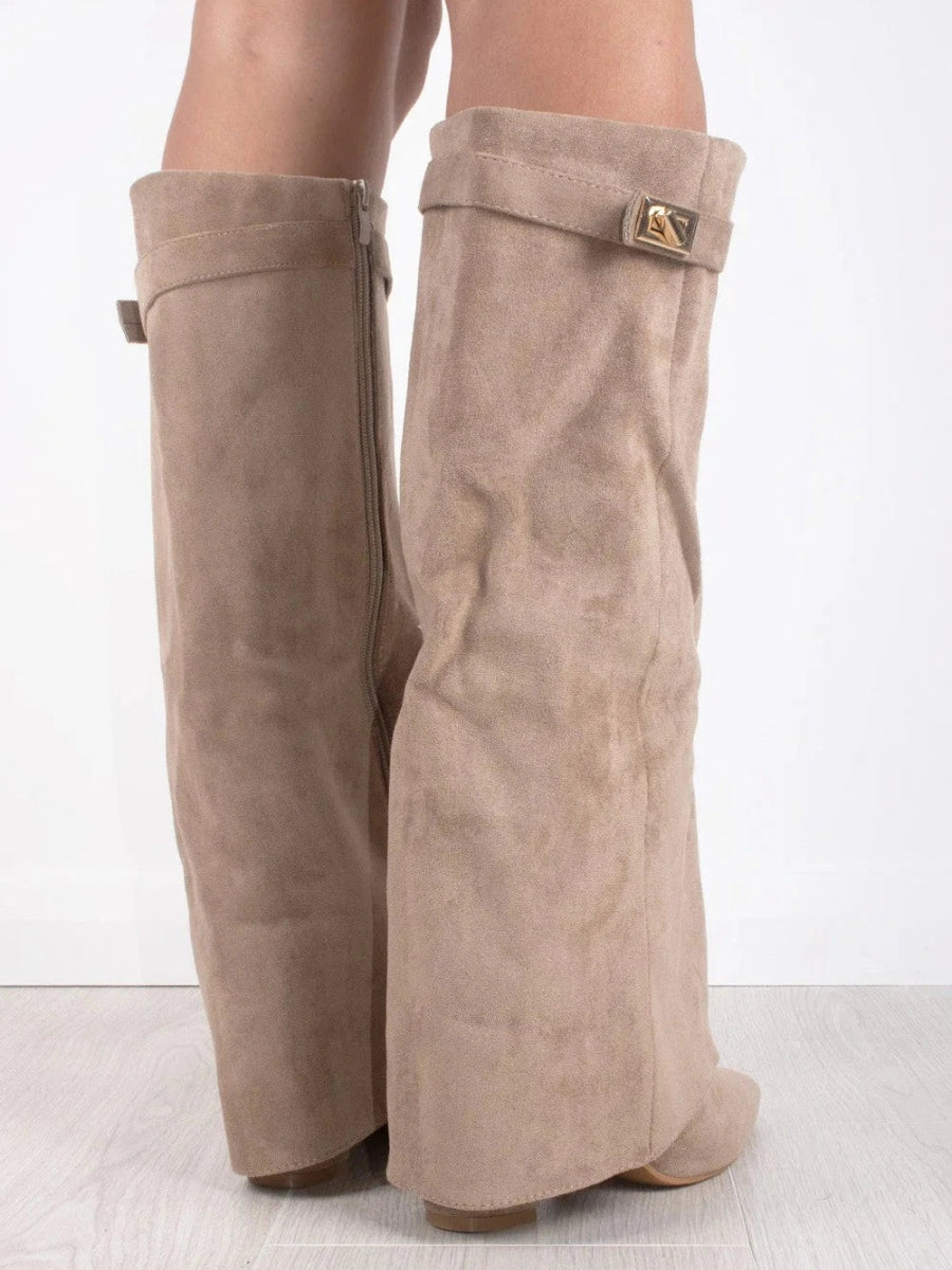 Suede Fold-Over Boots
