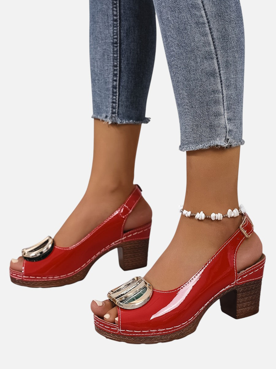 Glossy Strap Heels
