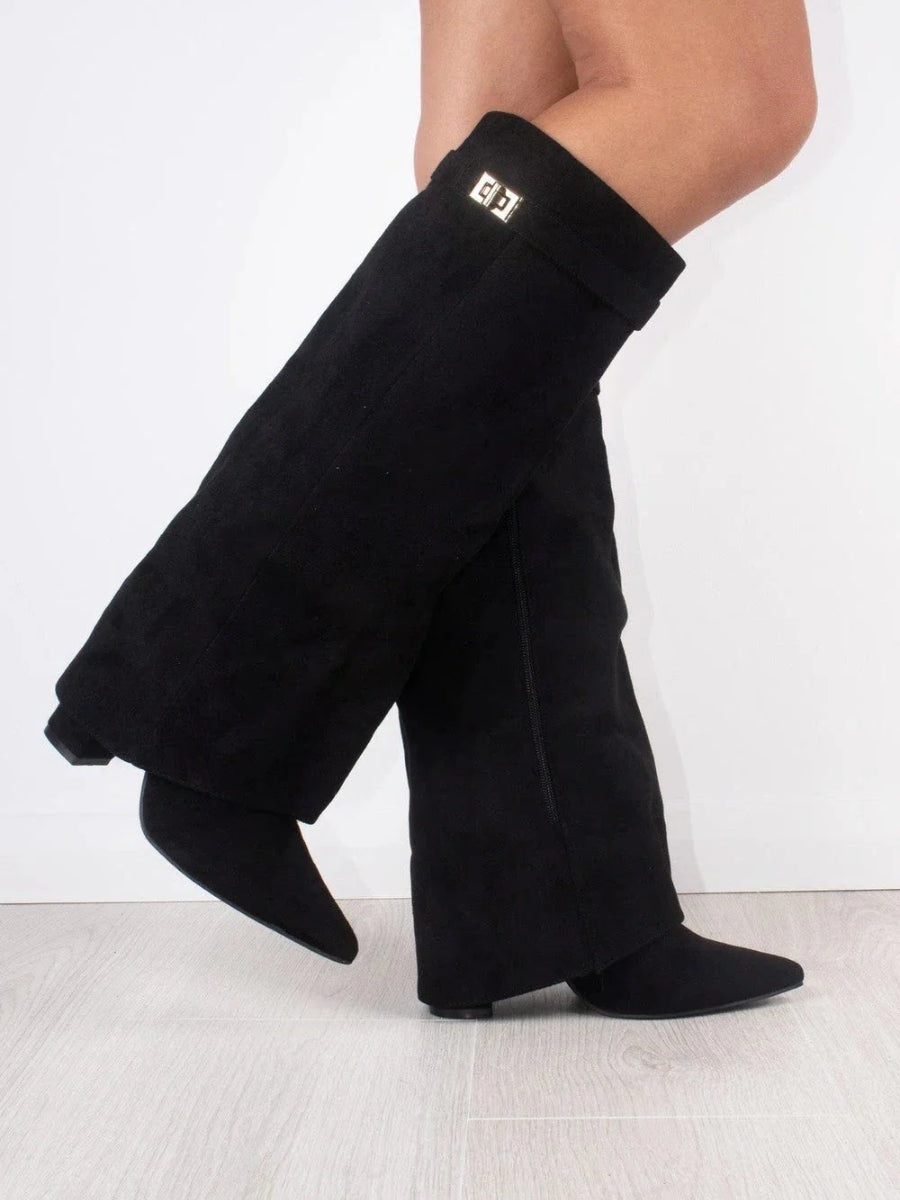 Suede Fold-Over Boots
