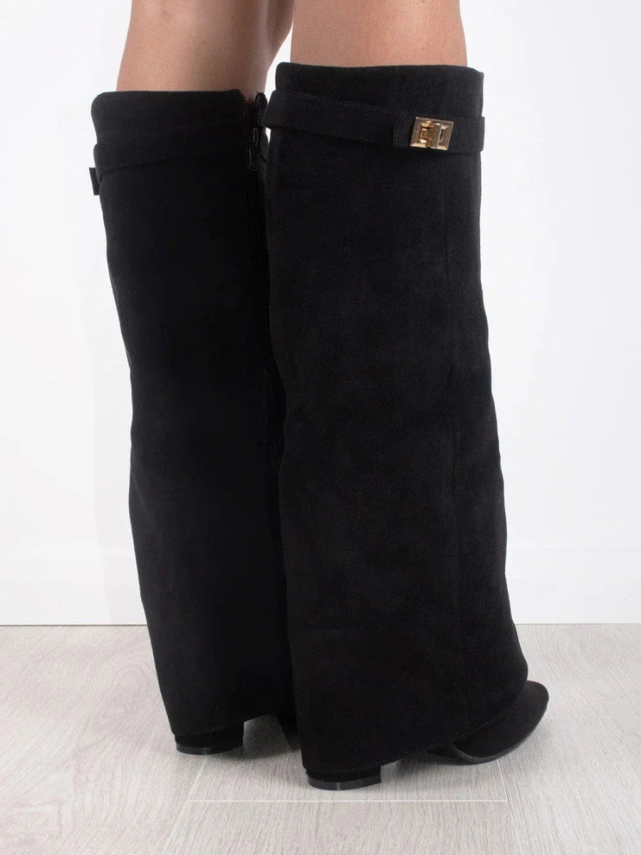 Suede Fold-Over Boots