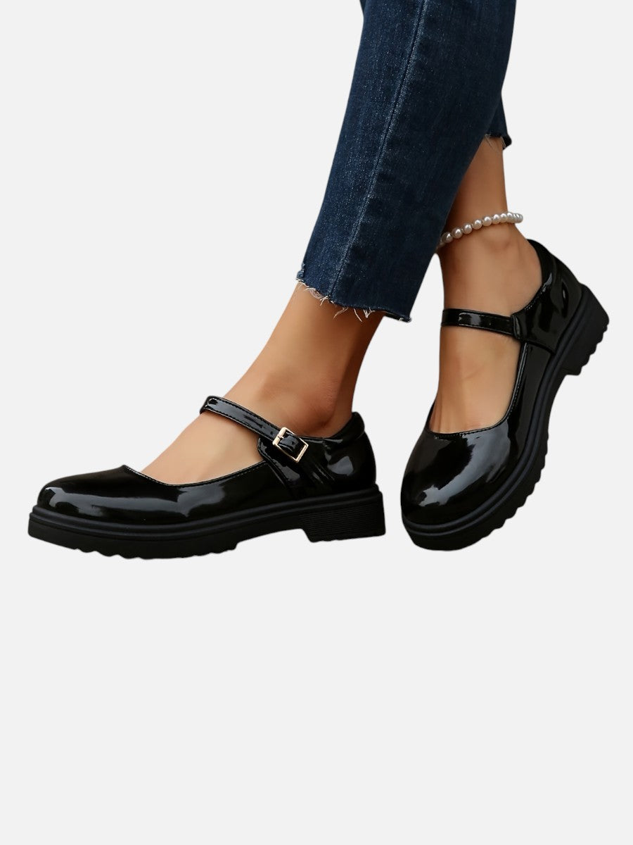 Leather Look Mary Jane Loafers