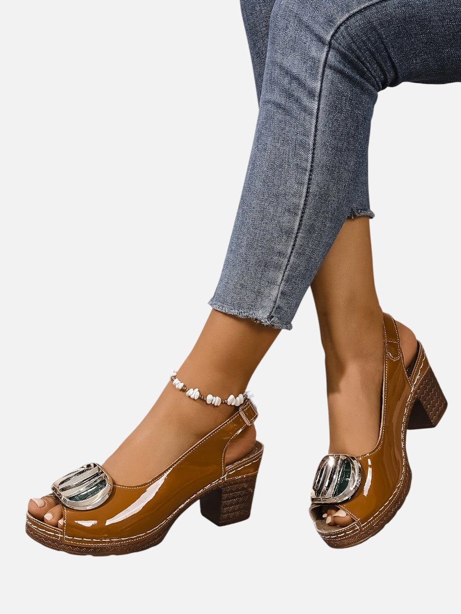 Glossy Strap Heels
