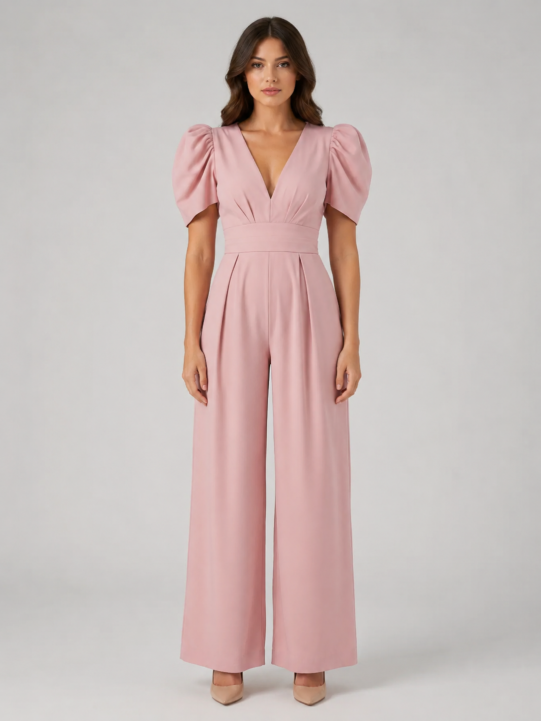 Puff Sleeve Wide Leg Jumpsuit