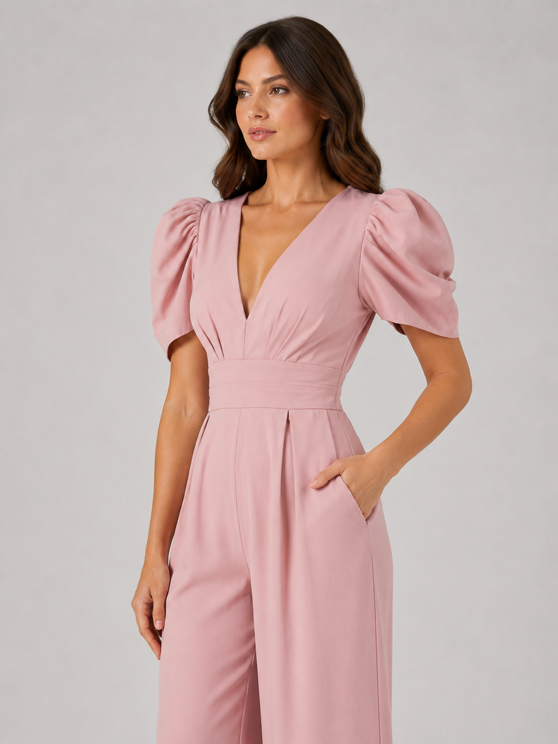 Puff Sleeve Wide Leg Jumpsuit