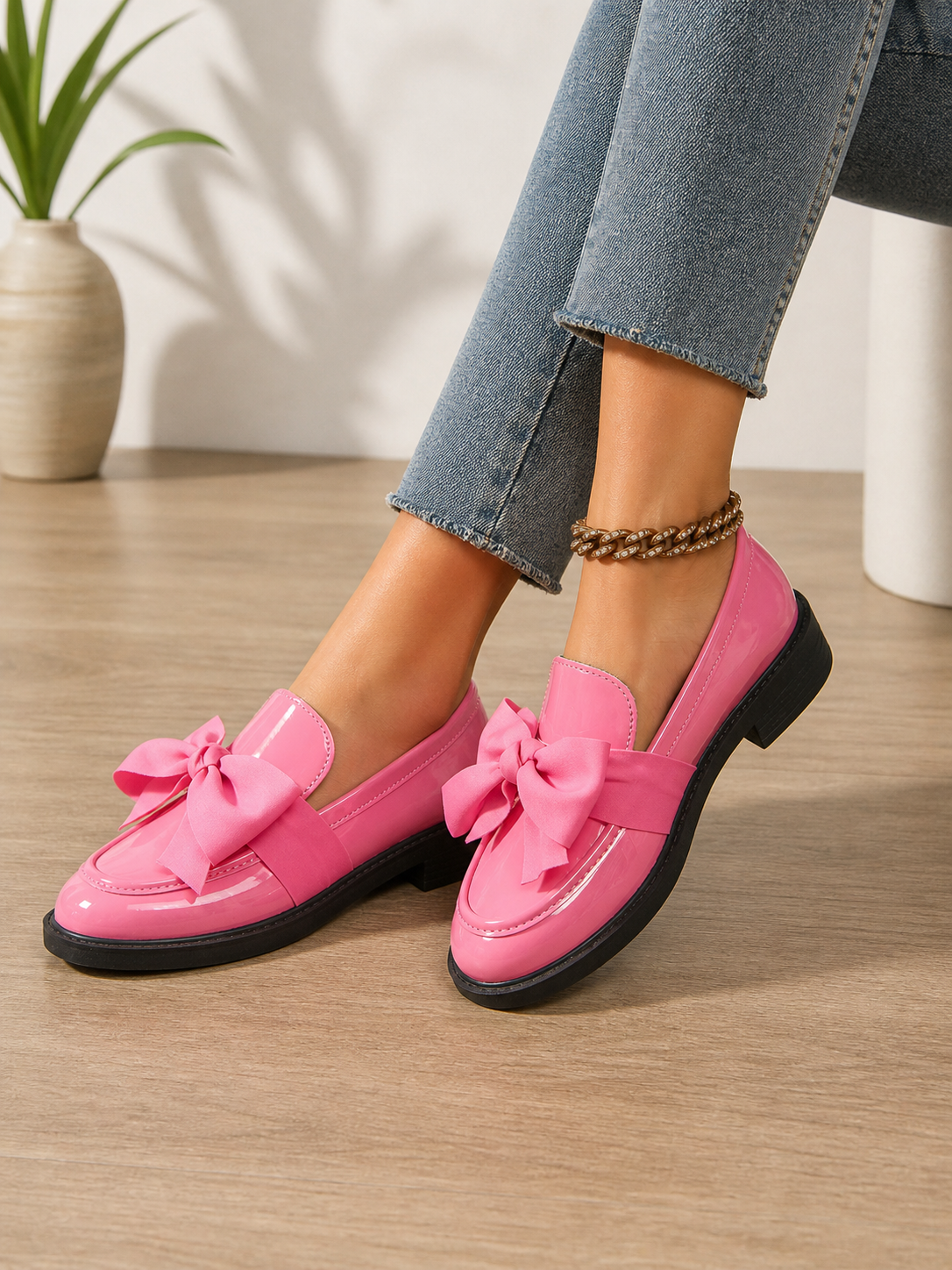 Bow Leather Loafers