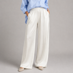 Satin-Look Wide Leg Trousers with High Waist