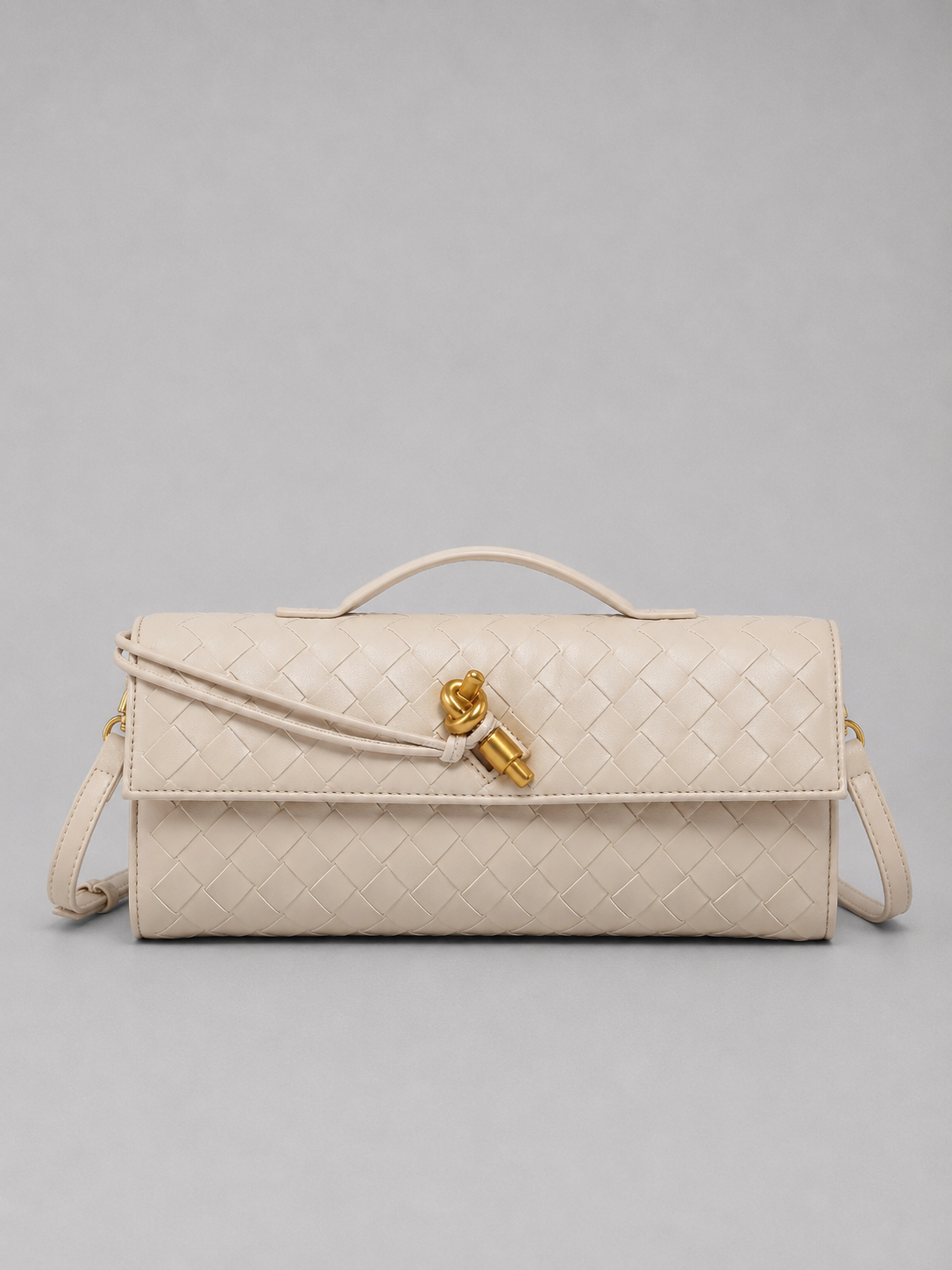 Woven Leather Look Clutch Bag