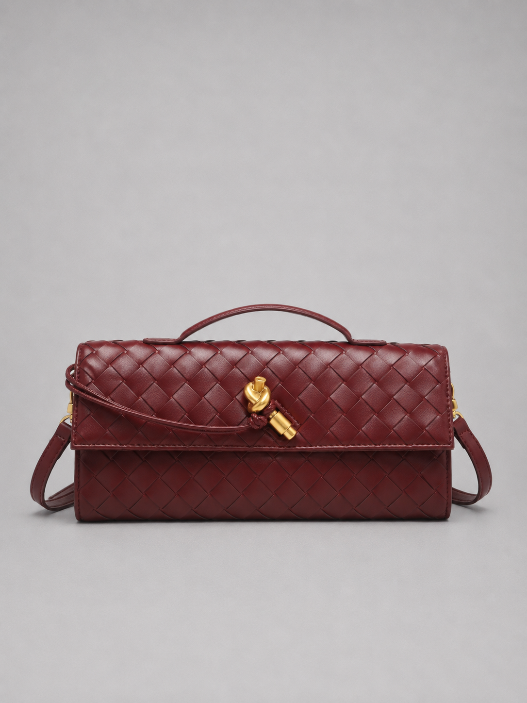 Woven Leather Look Clutch Bag