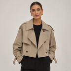 Cropped Trench Coat Double Breasted