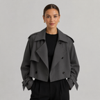 Cropped Trench Coat Double Breasted