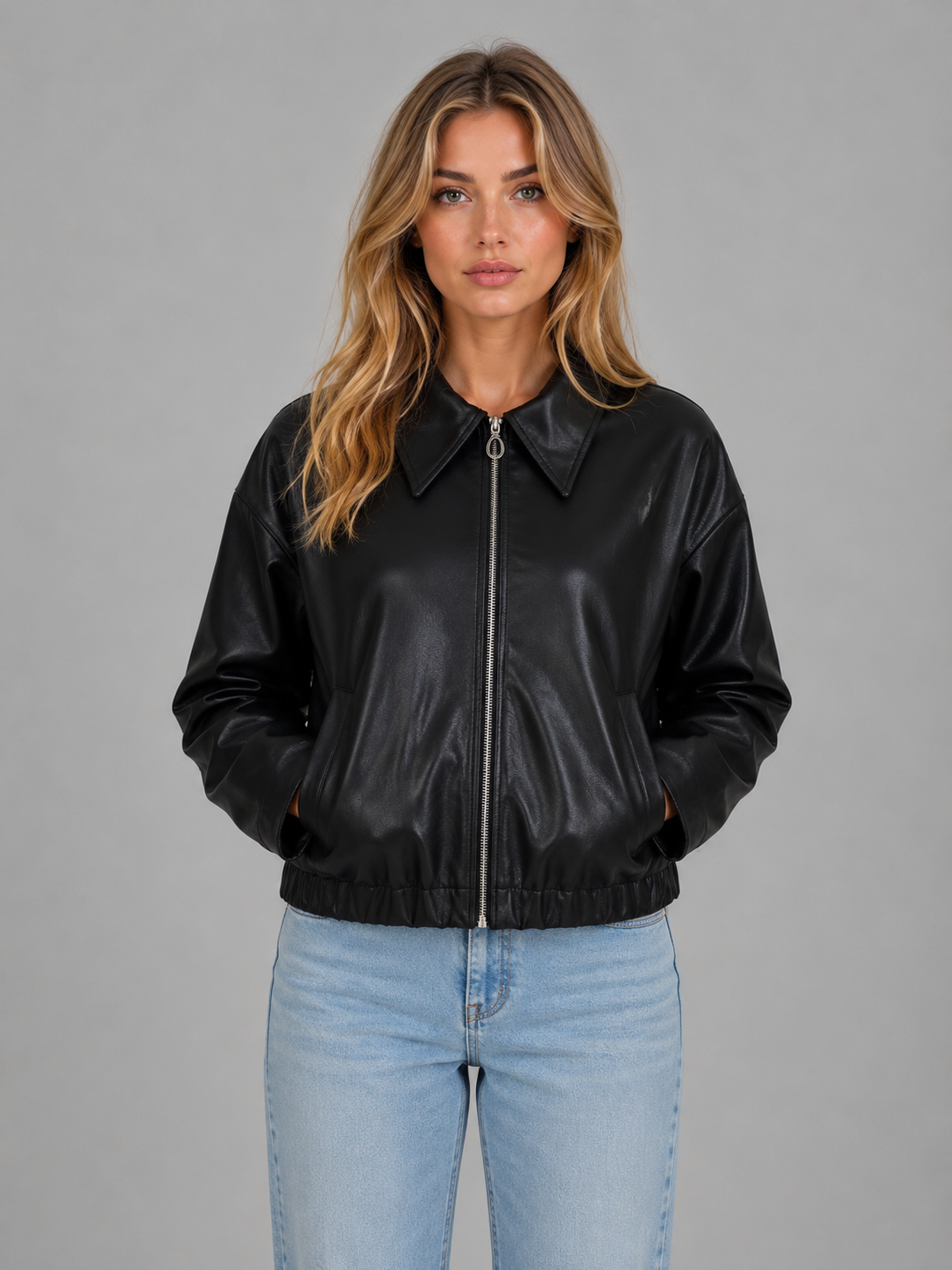 Cropped Leather Jacket
