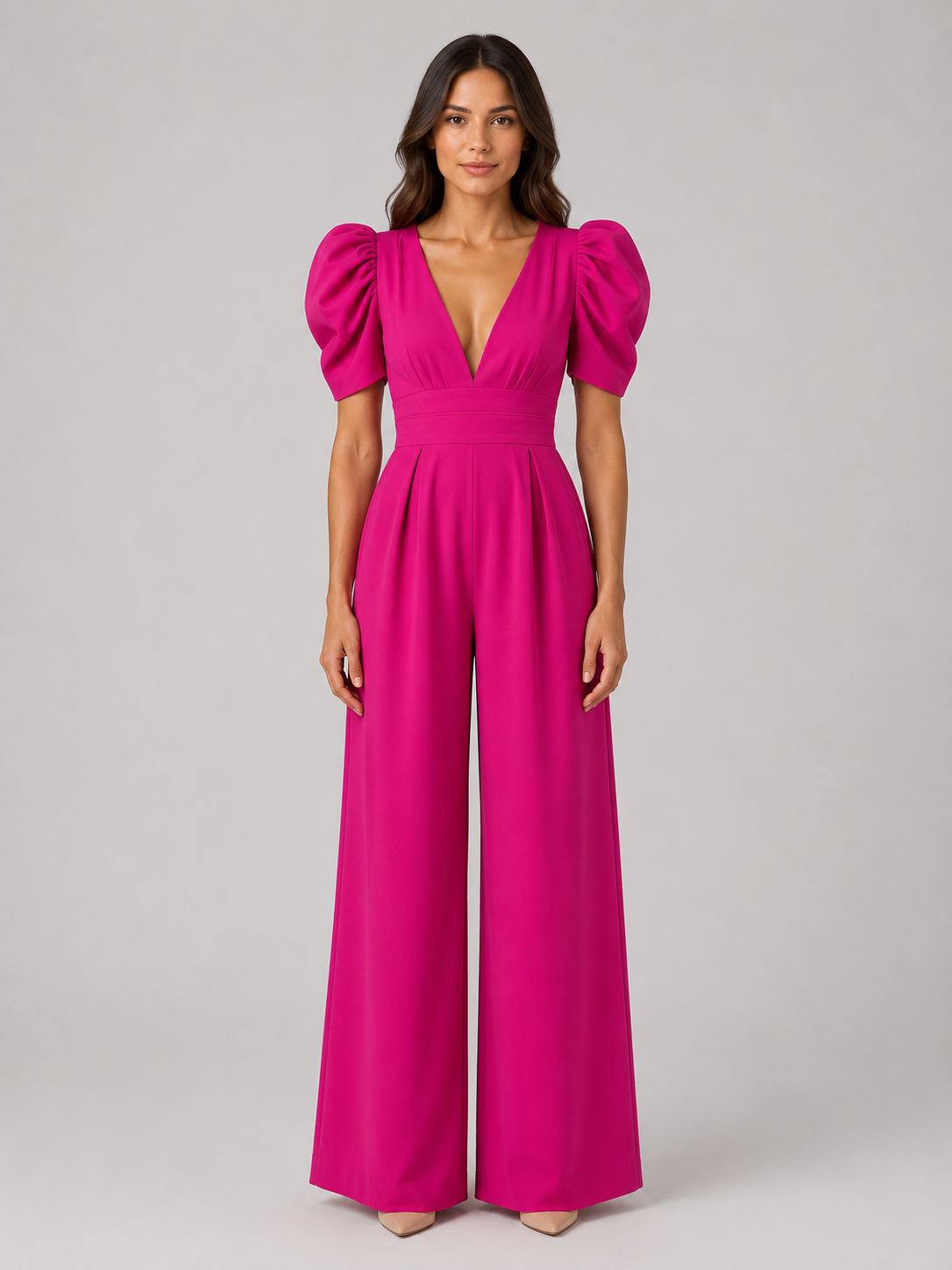 Puff Sleeve Wide Leg Jumpsuit