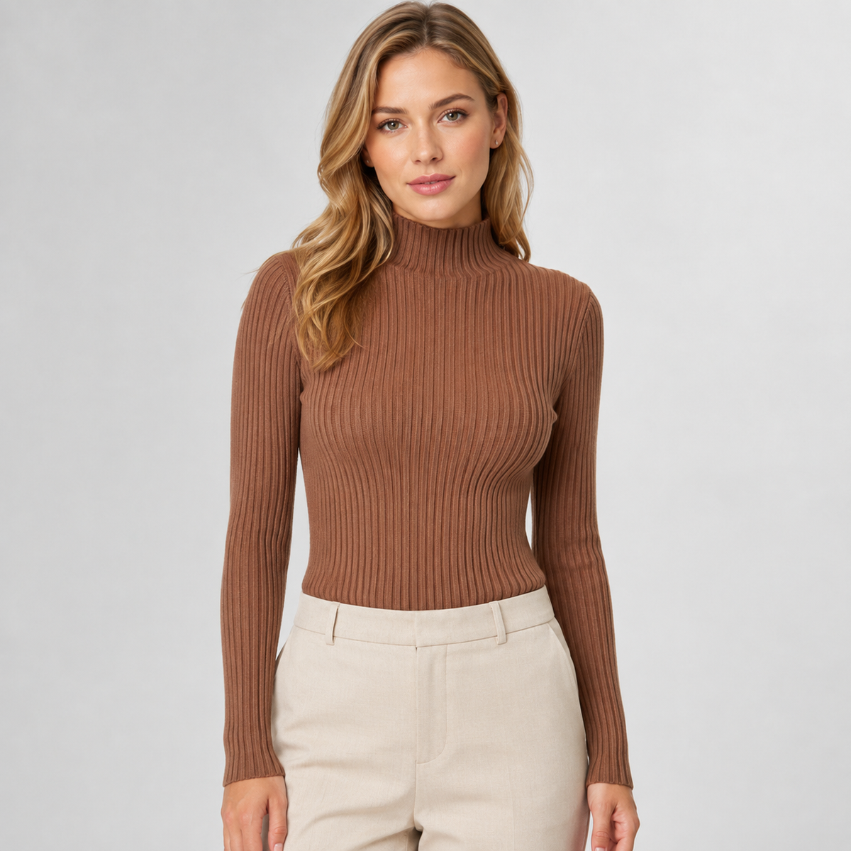 Jumper Mock Neck Slim Fit Knitted