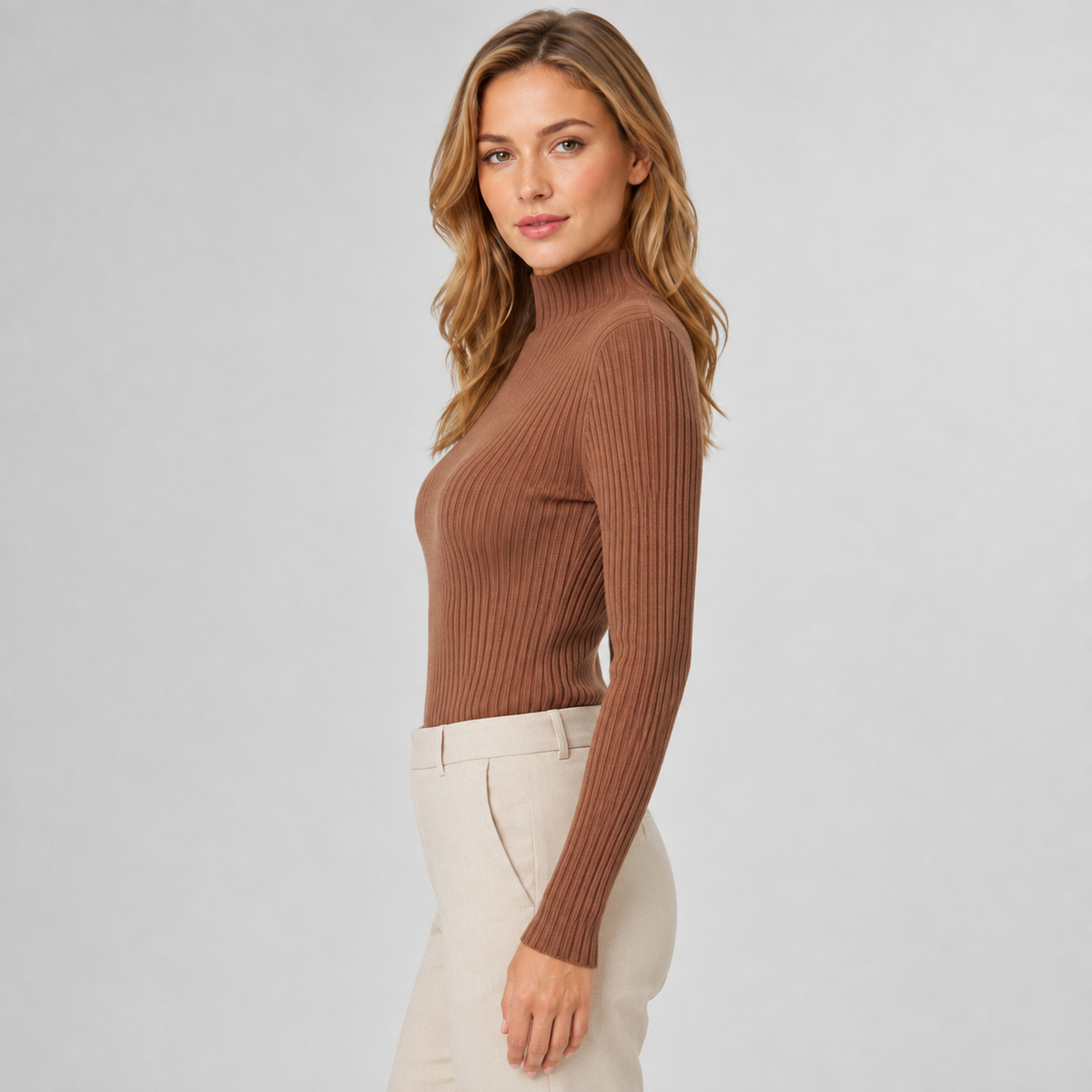 Jumper Mock Neck Slim Fit Knitted
