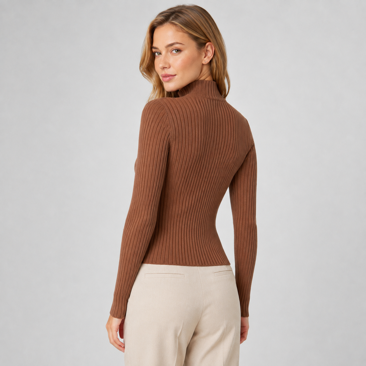 Jumper Mock Neck Slim Fit Knitted
