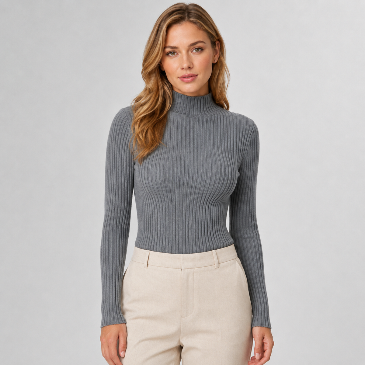 Jumper Mock Neck Slim Fit Knitted