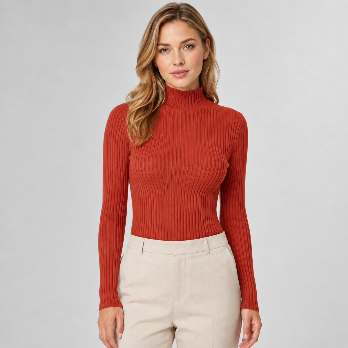 Jumper Mock Neck Slim Fit Knitted