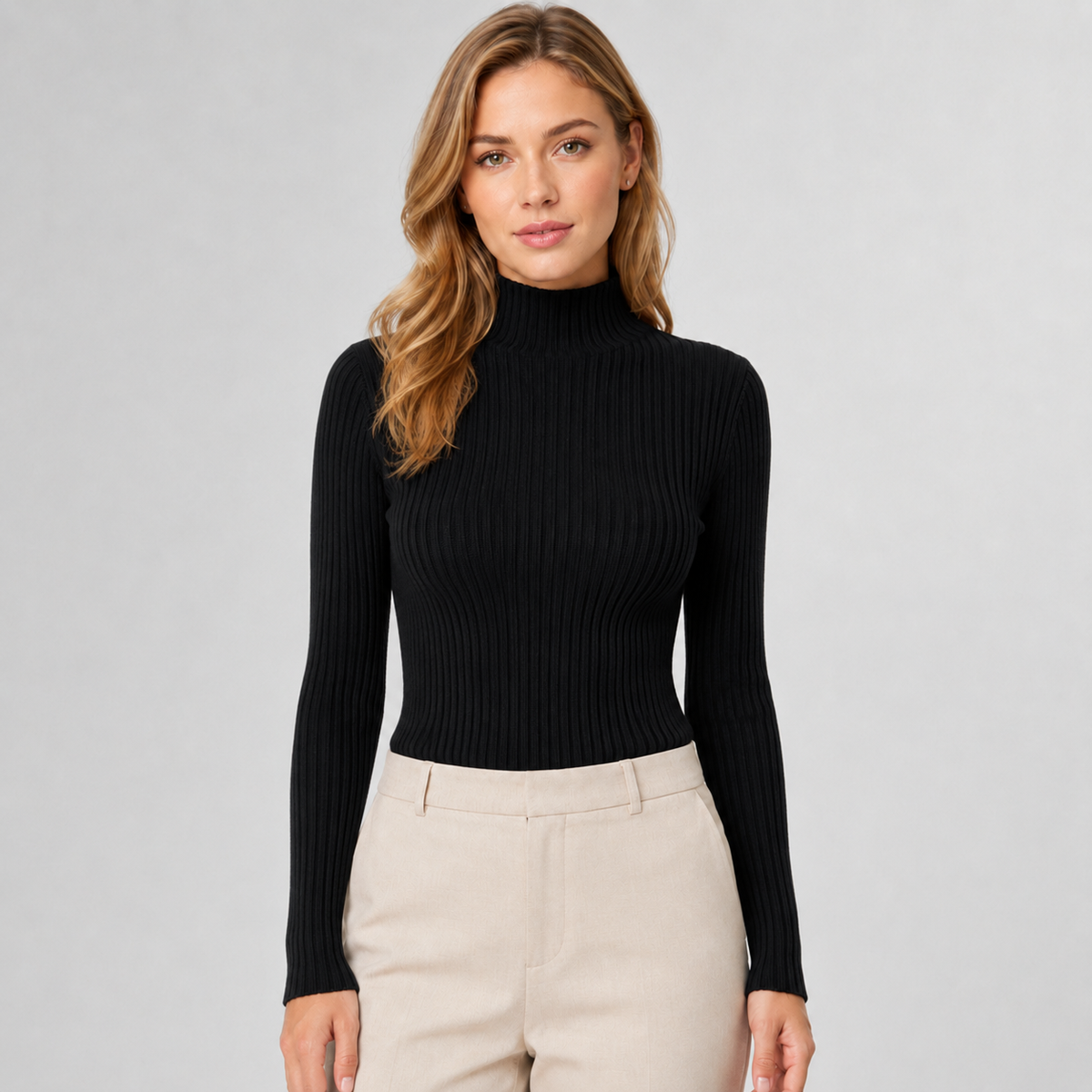 Jumper Mock Neck Slim Fit Knitted
