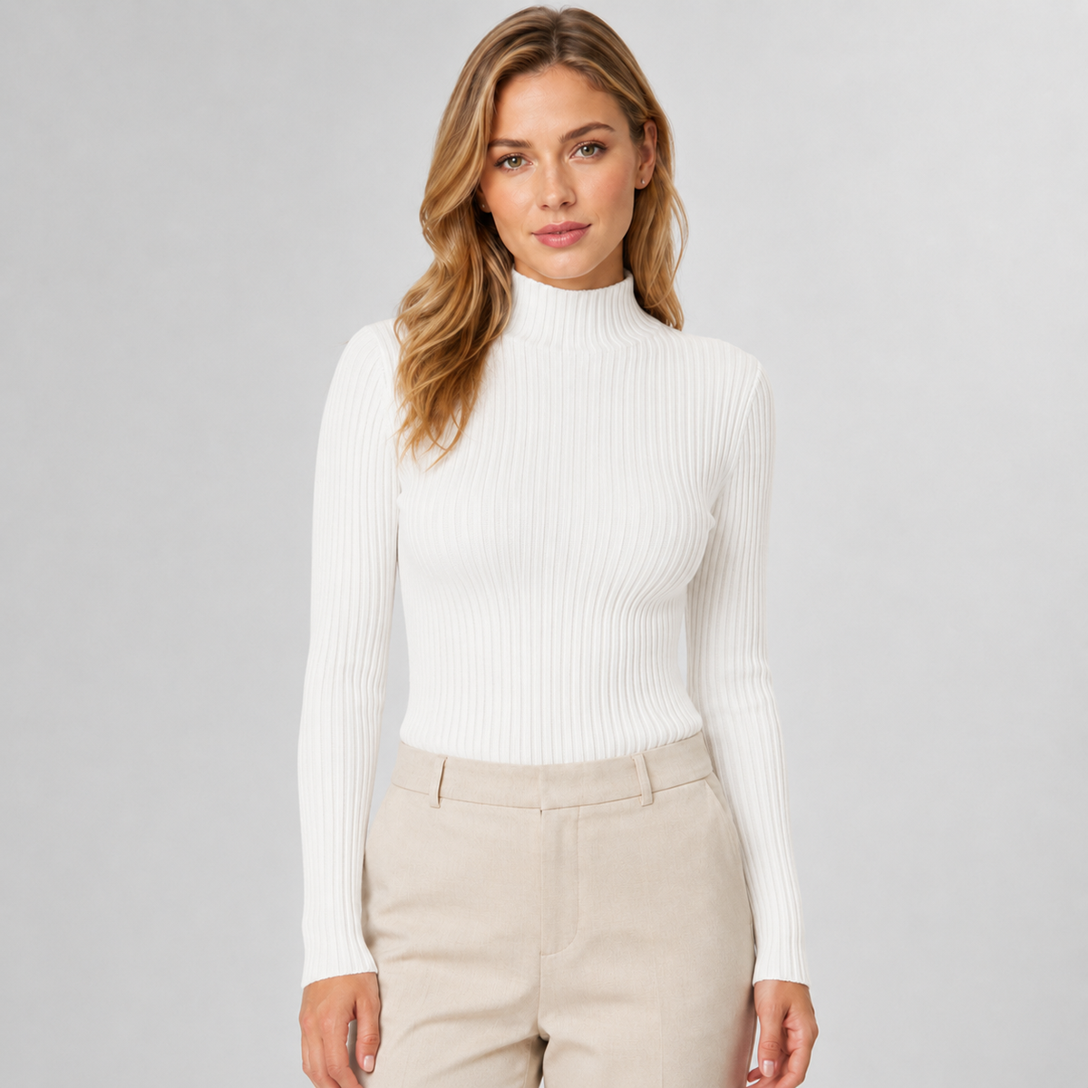 Jumper Mock Neck Slim Fit Knitted
