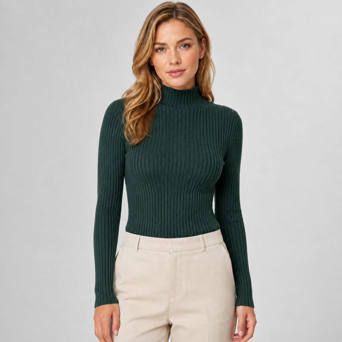 Jumper Mock Neck Slim Fit Knitted