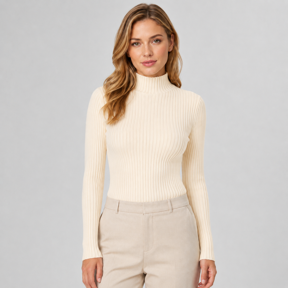Jumper Mock Neck Slim Fit Knitted