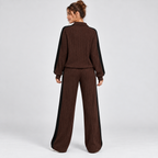 Lounge Set Striped Knit Contrast Trim Two Piece