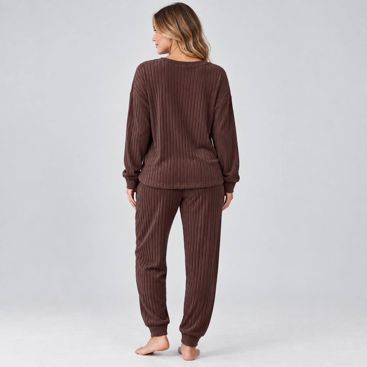 Lounge Set V Neck Long Sleeve Knitted Two Piece
