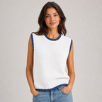Sweater Vest Contrast Trim Round Neck