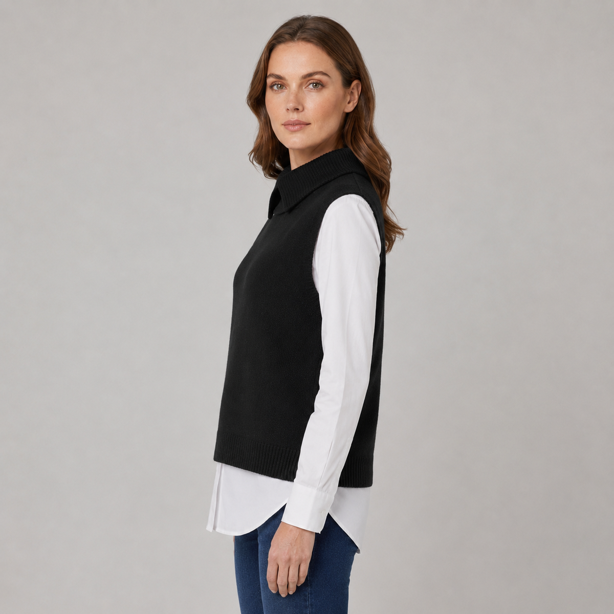 Sweater Vest Roll Neck Sleeveless