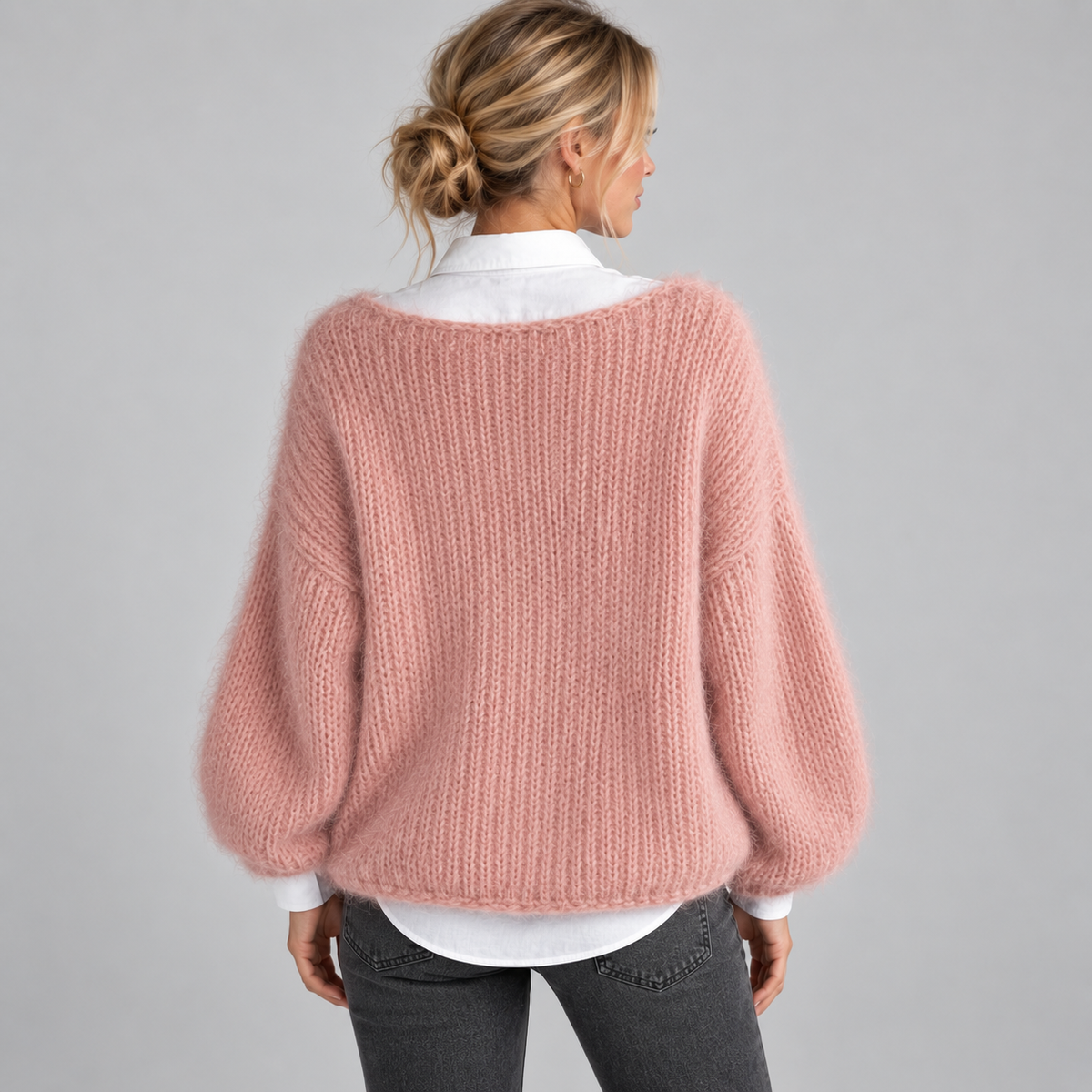 Jumper Mohair-Look Boat Neck Cropped
