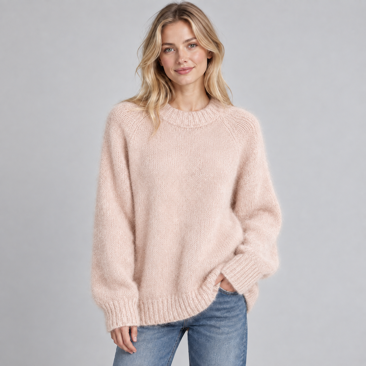 Jumper Fluffy Knit Round Neck