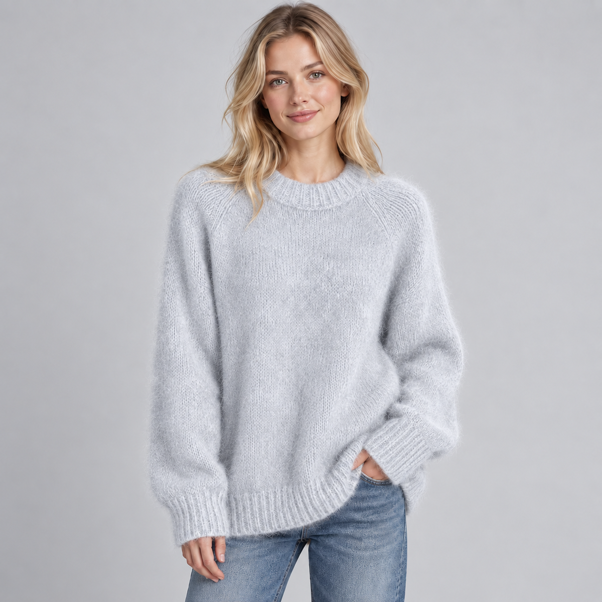 Jumper Fluffy Knit Round Neck