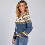 Cardigan Fair Isle Print Button Front