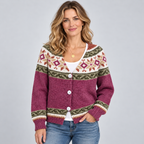 Cardigan Fair Isle Print Button Front