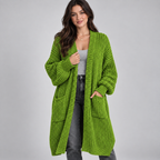 Cardigan Longline Chunky Knit Open Front