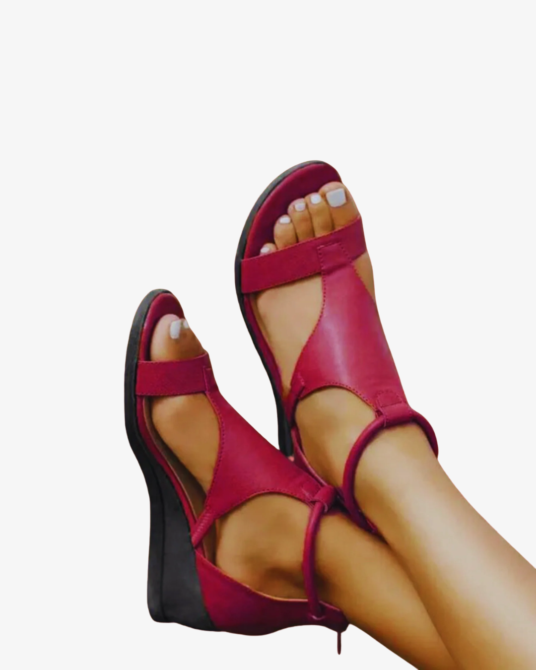 Leather Look Wedge Sandals