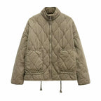 Quilted Jacket with High Collar and Patch Pockets