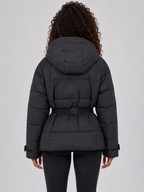 Belted Hooded Puffer Jacket – Warm Padded Winter Coat