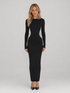Black Long Sleeve Bodycon Maxi Dress – Slim Fit Sculpting Style