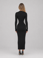 Black Long Sleeve Bodycon Maxi Dress – Slim Fit Sculpting Style