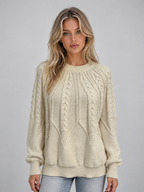 Cable Knit Jumper – Crew Neck Long Sleeve Knitted Sweater