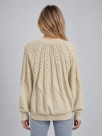 Cable Knit Jumper – Crew Neck Long Sleeve Knitted Sweater