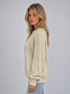 Cable Knit Jumper – Crew Neck Long Sleeve Knitted Sweater