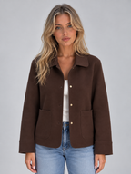 Collared Overshirt Jacket – Button Up Style with Patch Pockets