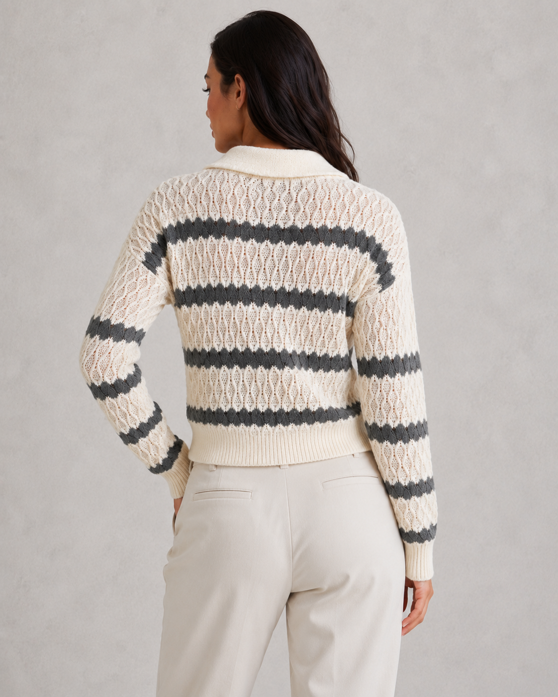 Striped Knit Jumper with Collar