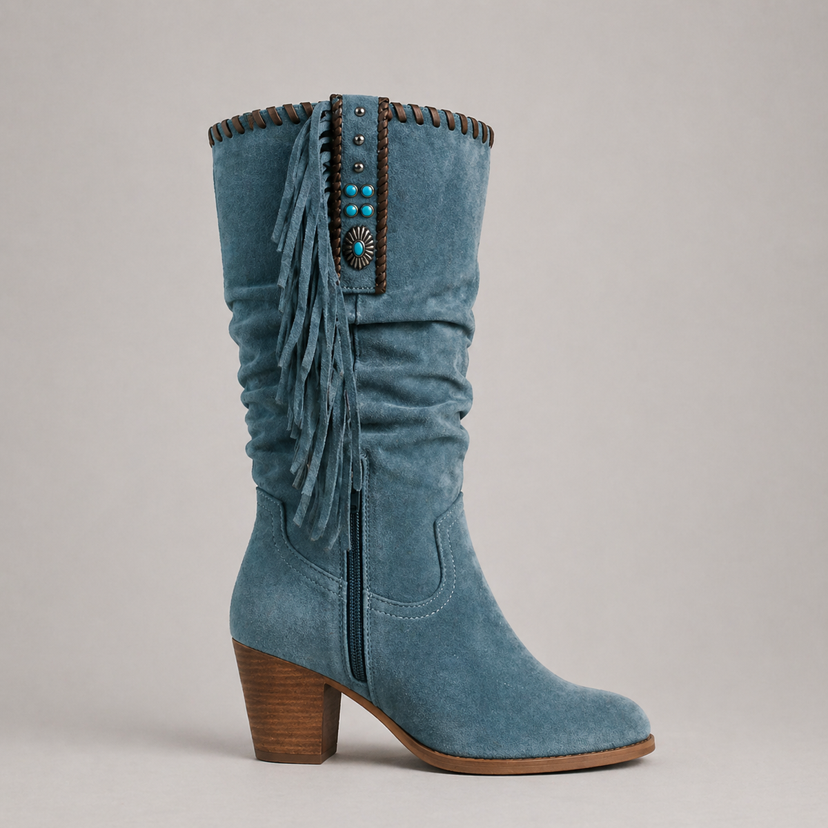 Cowboy Fringe Mid-Calf Boots