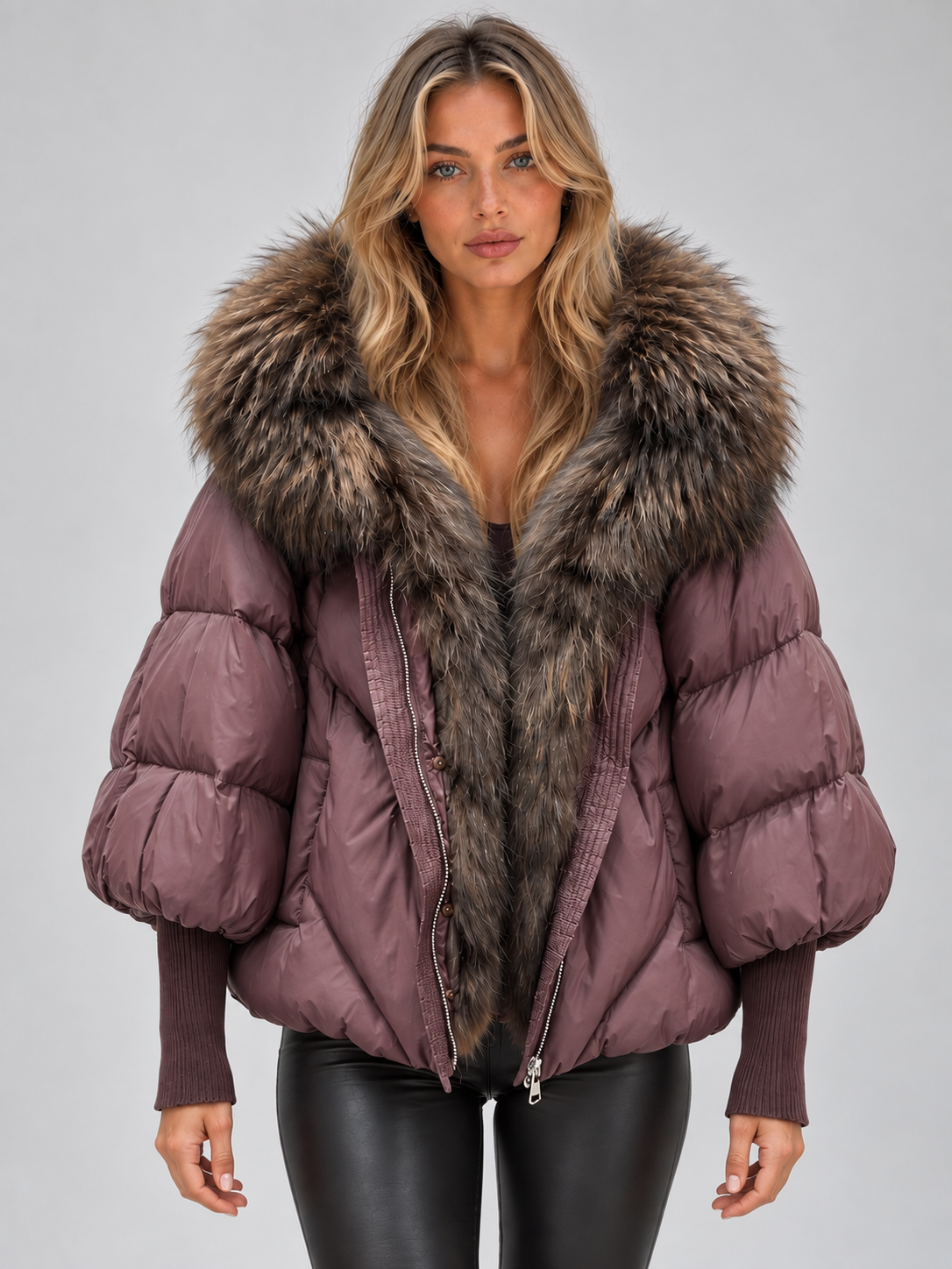 Faux Fur Hooded Puffer Jacket – Oversized Padded Winter Coat