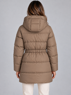 Hooded Puffer Jacket – Drawstring Waist Quilted Winter Coat