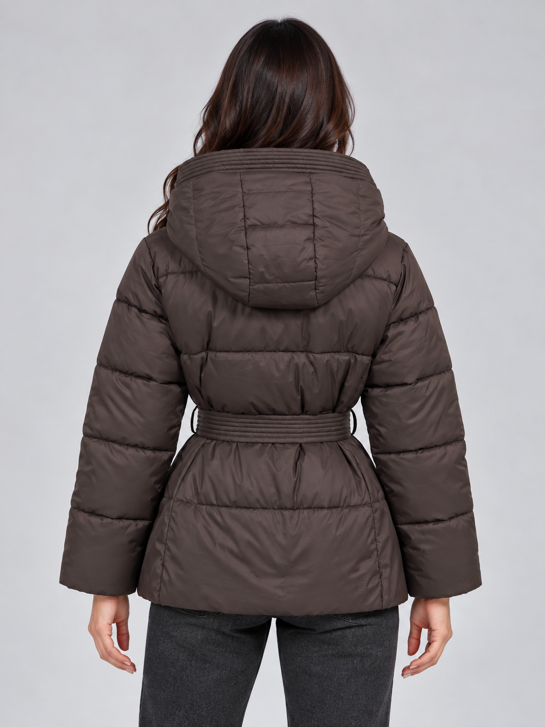 Hooded Puffer Jacket – Quilted Belted Winter Coat